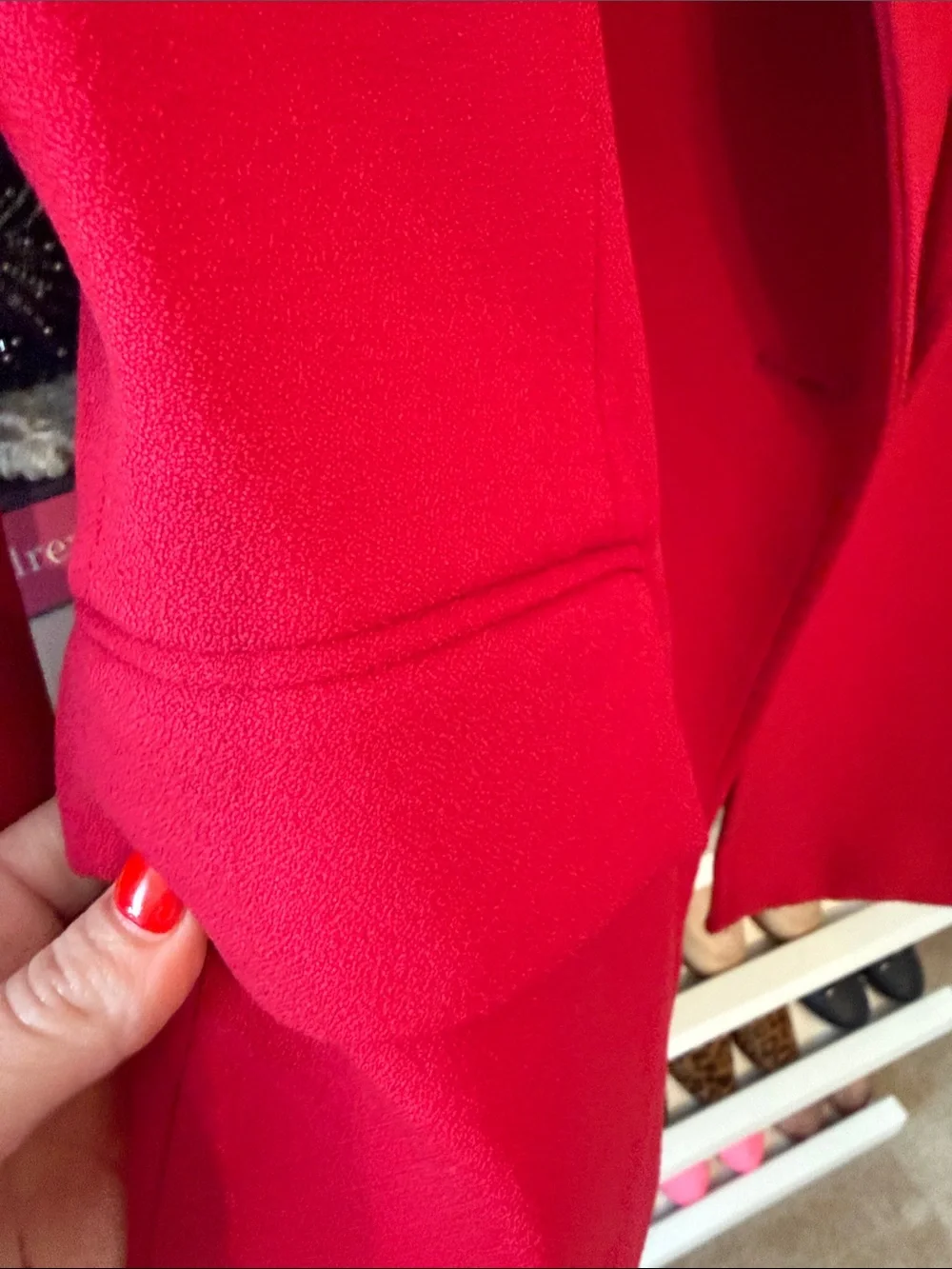 Zara Vibrant Red Double-Breasted Blazer with Gold Buttons - Picture 5 of 11